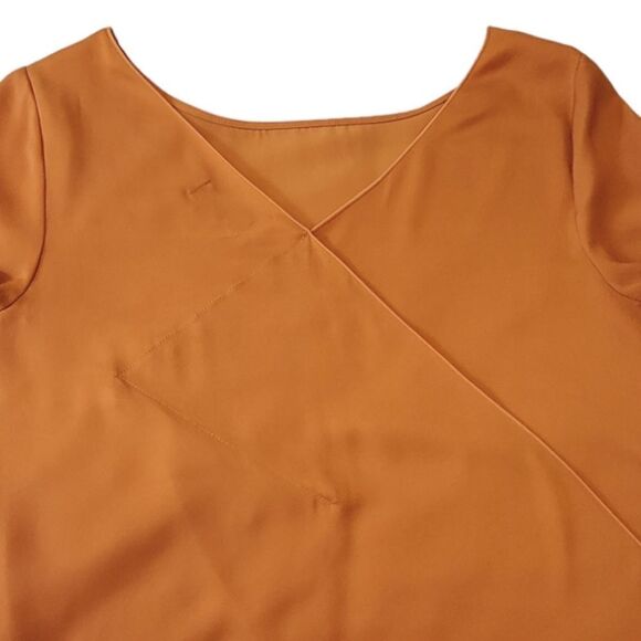 The Limited Burnt Orange Boatneck Split Back Long Sleeve Silky Blouse Size S - Picture 8 of 9